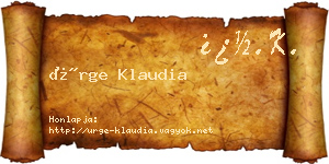 Ürge Klaudia névjegykártya